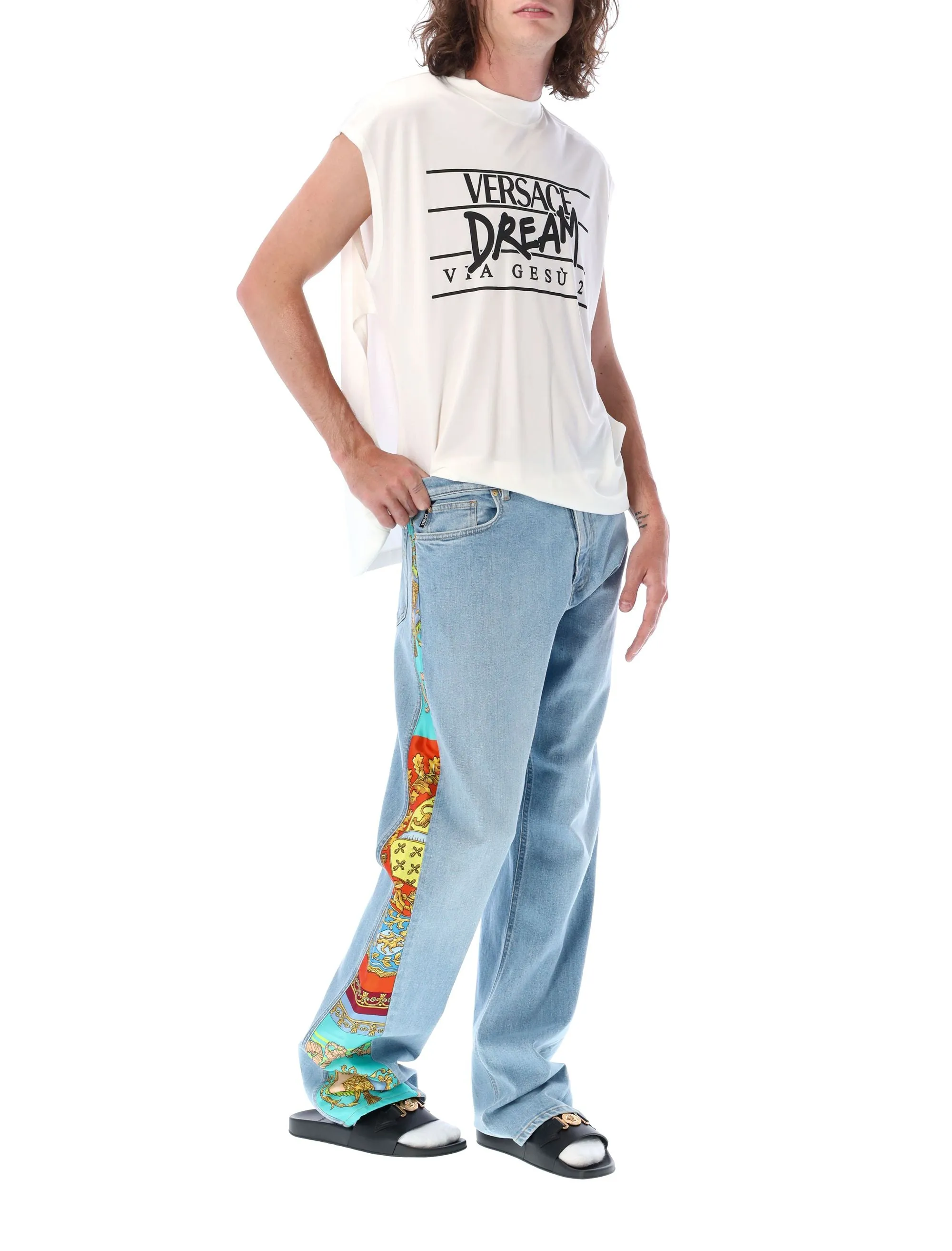 Versace Logo Printed Sleeveless Crewneck T-Shirt