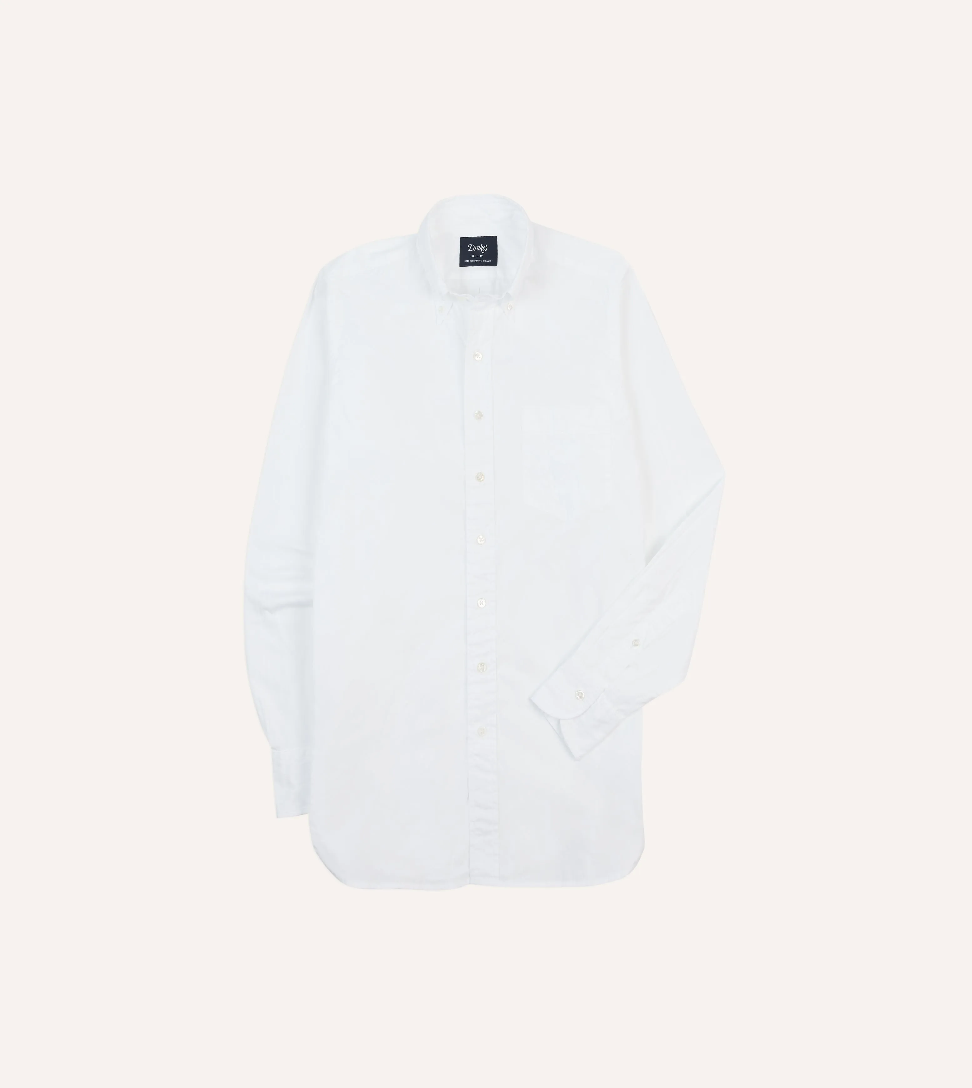 White Cotton Pocket Poplin Button-Down Shirt