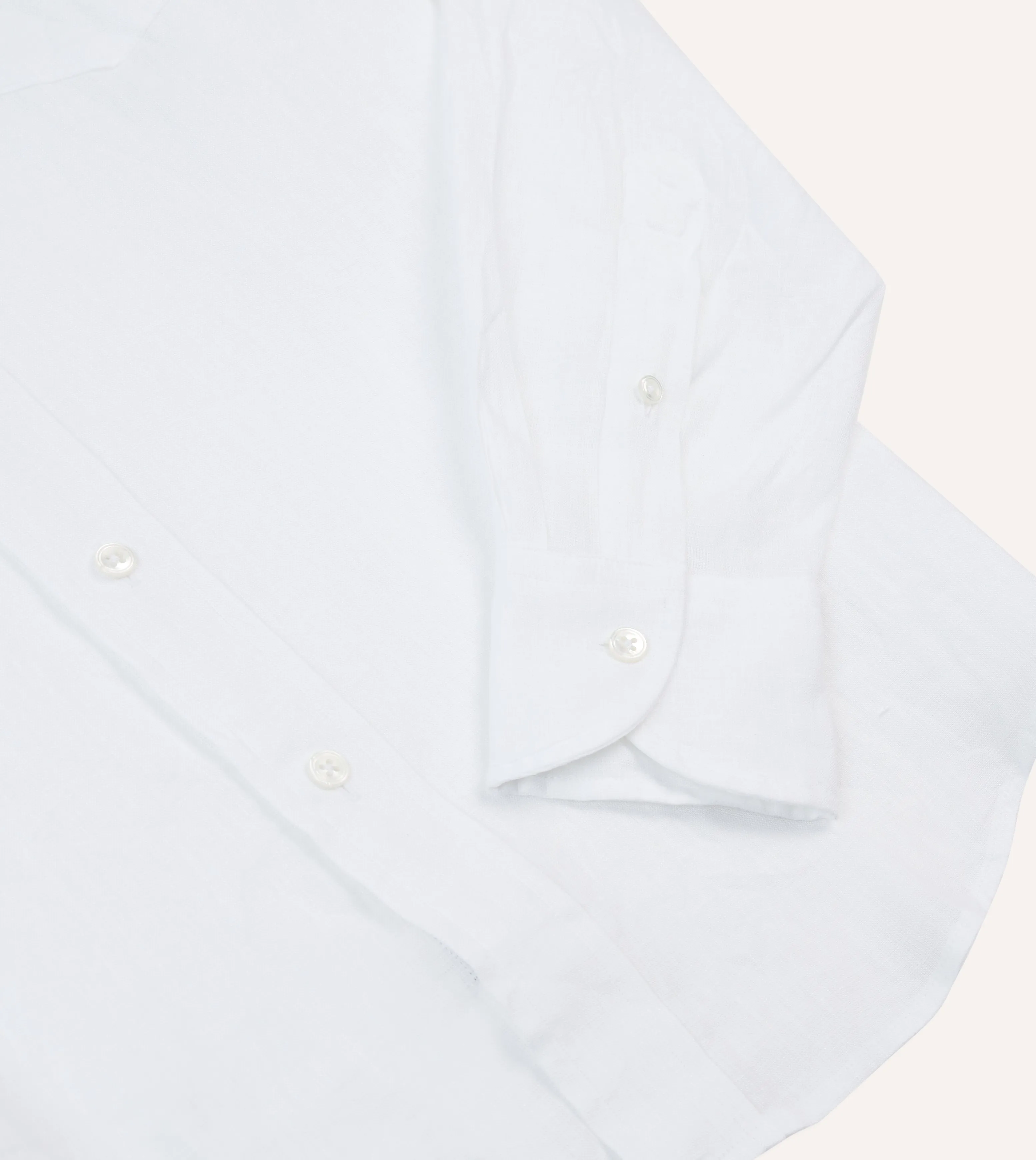White Linen Spread Collar Shirt