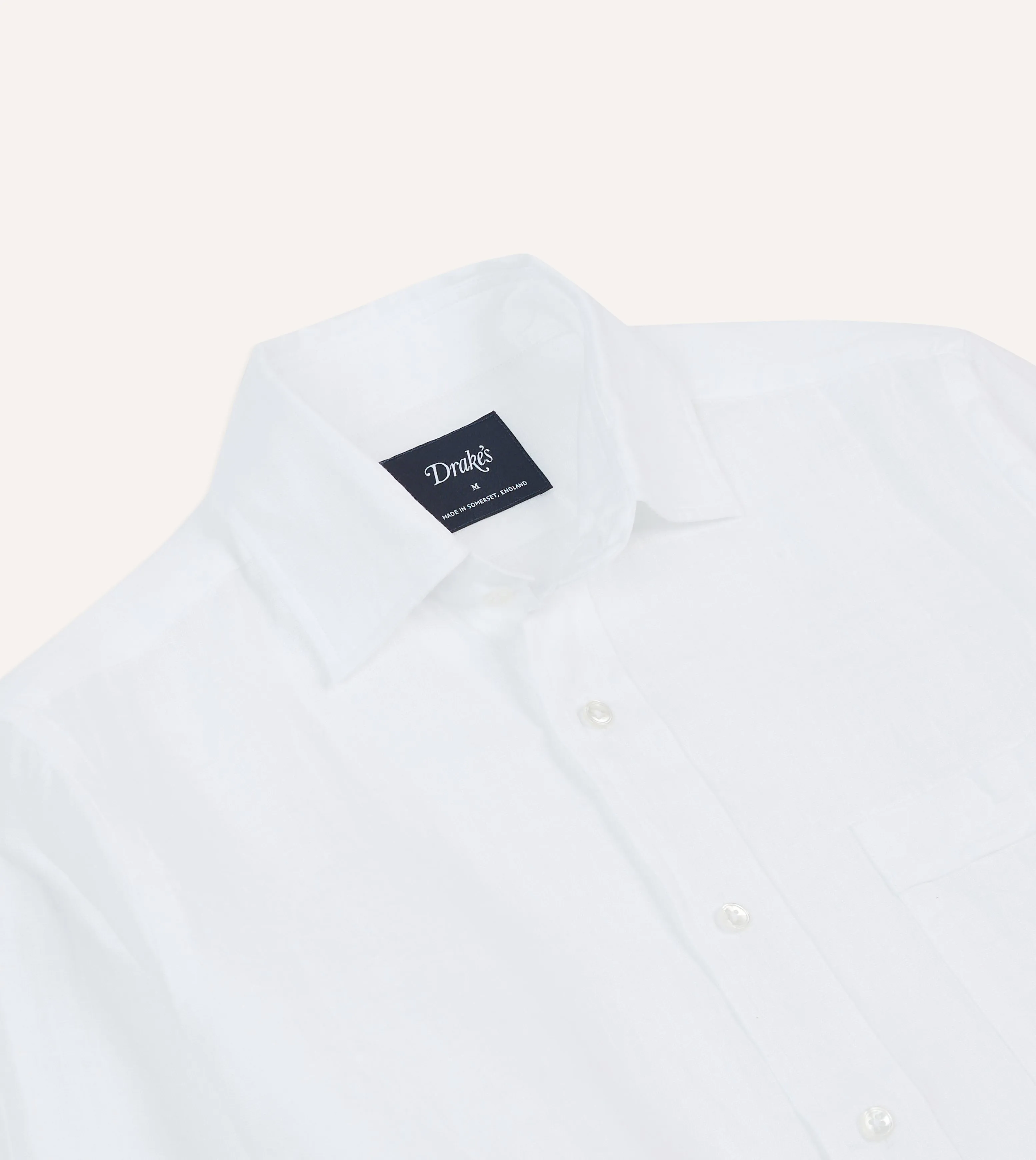 White Linen Spread Collar Shirt