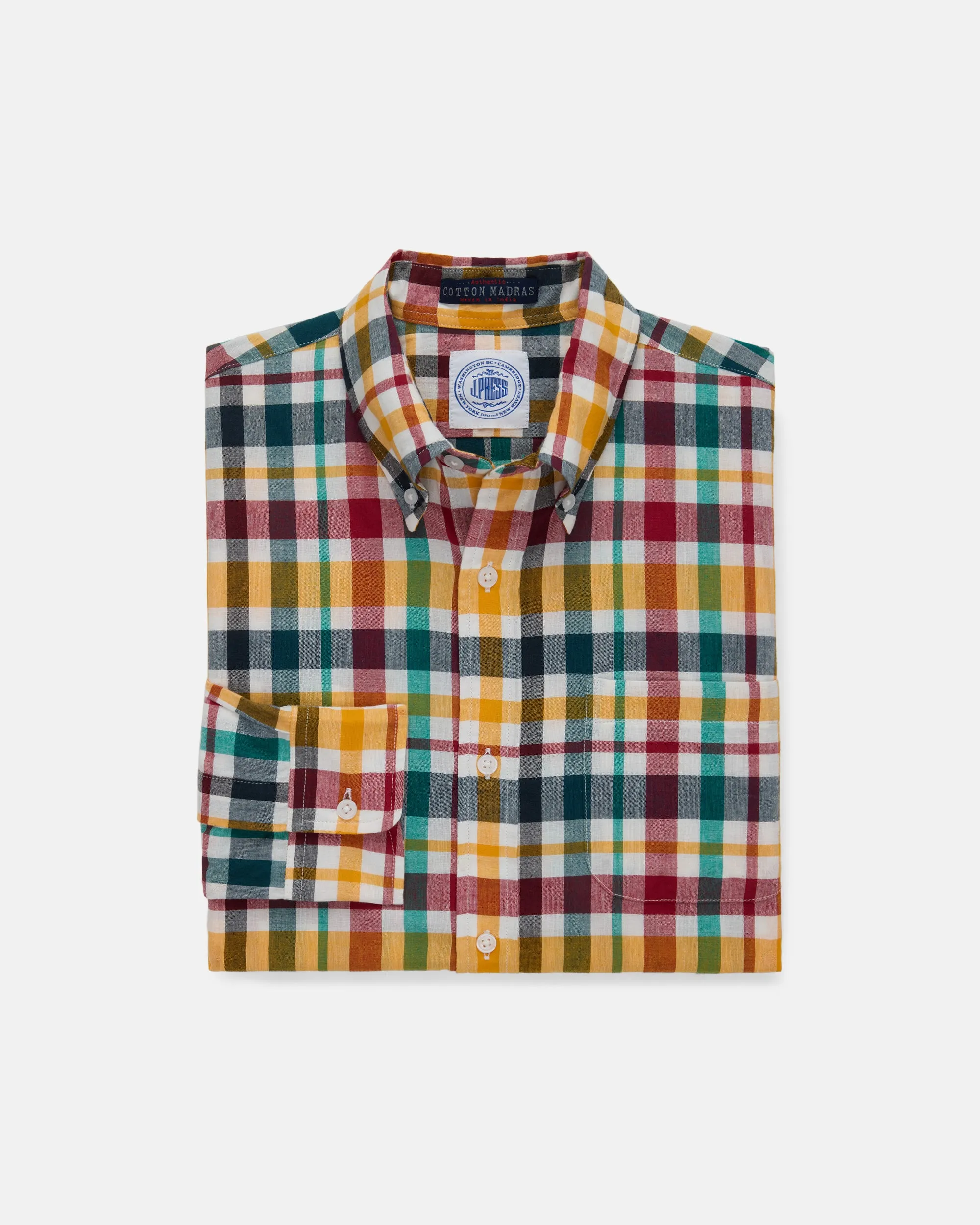 YELLOW/RED/NAVY MADRAS SHIRT